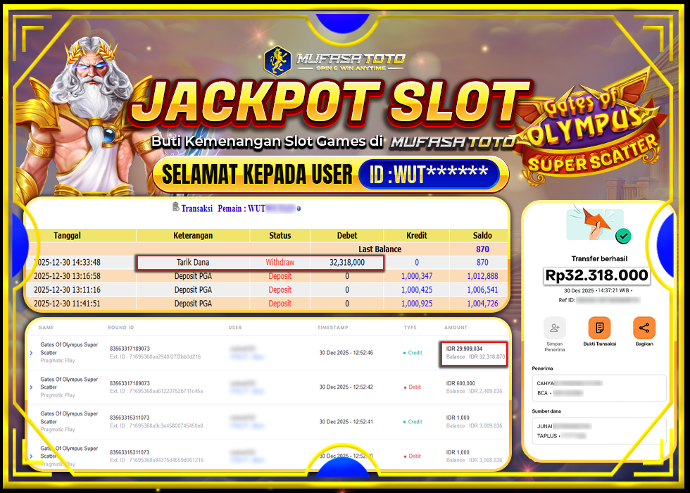 MUFASATOTO JACKPOT PRAGMATIC PLAY Rp.32.318.000|LUNAS